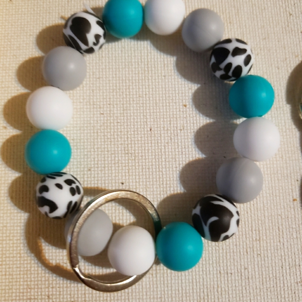 Cow print wrist keychain